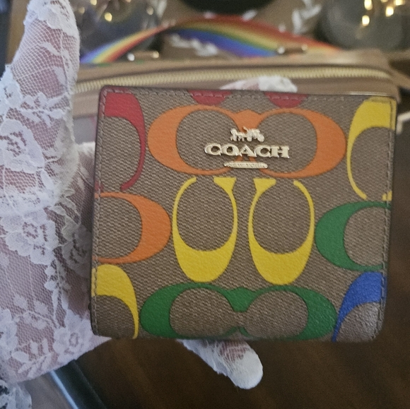 Coach Rowan Satchel Bag and Wallet ln Rainbow Signature Canvas - Picture 14 of 16